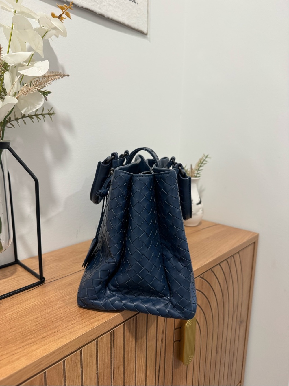 Bottega Veneta Tote, Roma Intrecciato, Blue, Classic, Limited Edition - Picture 5 of 7